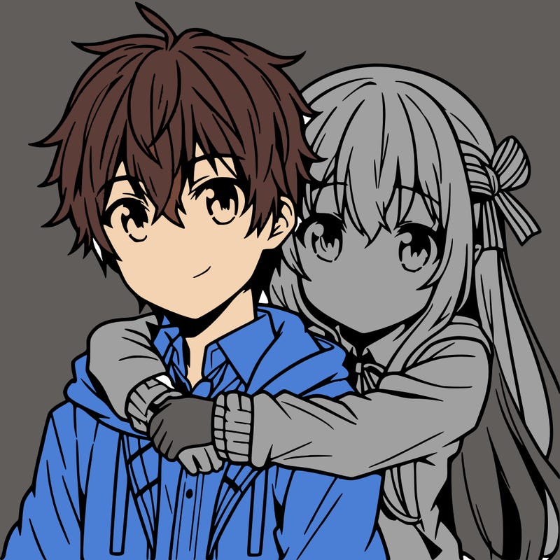 anime boy and girl hugging each other