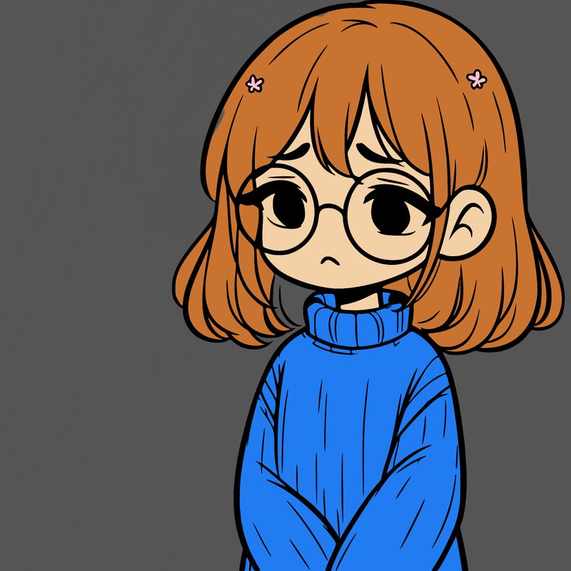 sad girl with glasses in a sweater