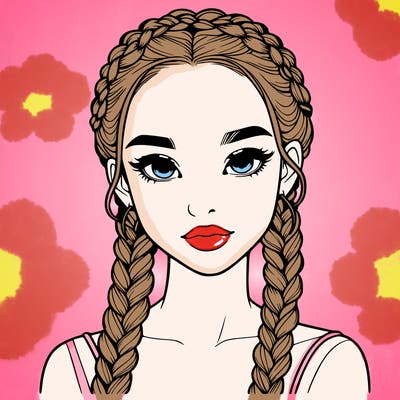 realistic girl with braids