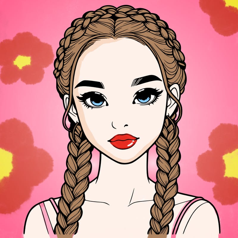 realistic girl with braids