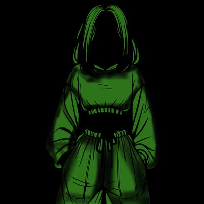 realistic girl faceless with baggy pants and a crop top