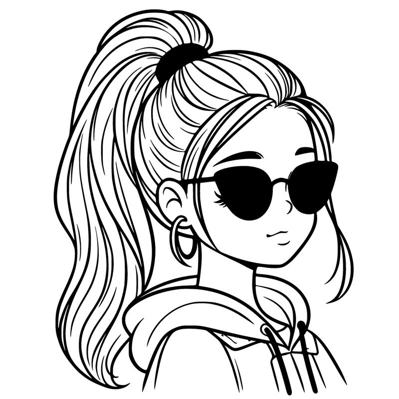 girl with high ponytail and sunglasses