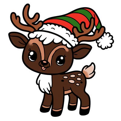 christmas reindeer with santa hat