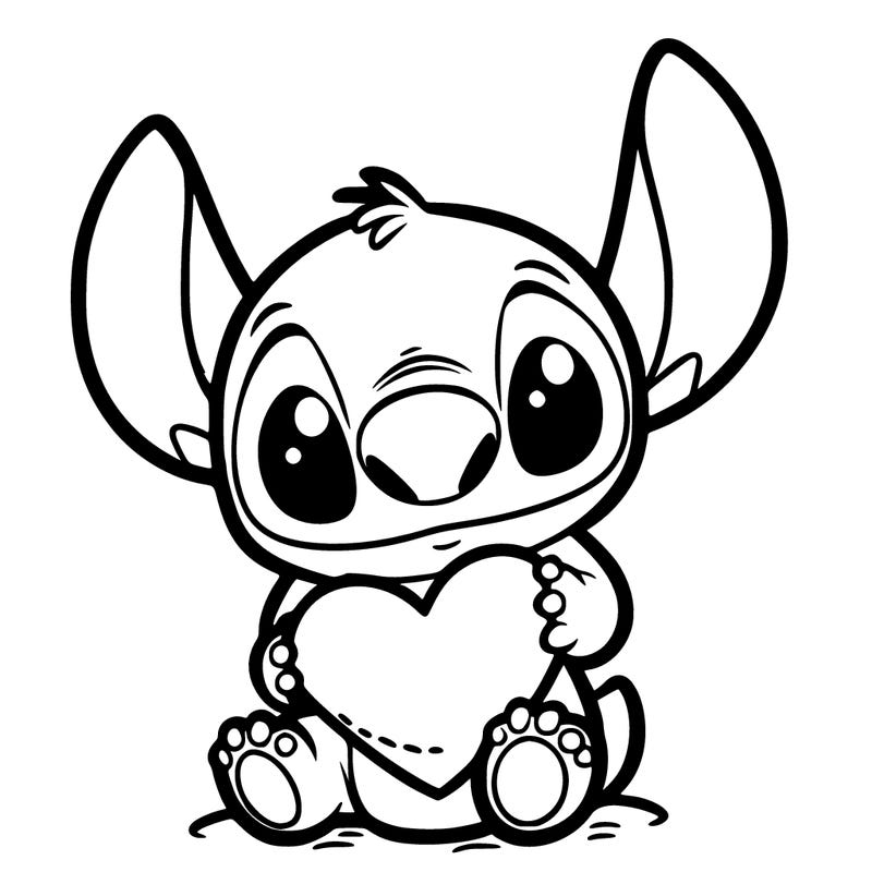 stich holding a heart