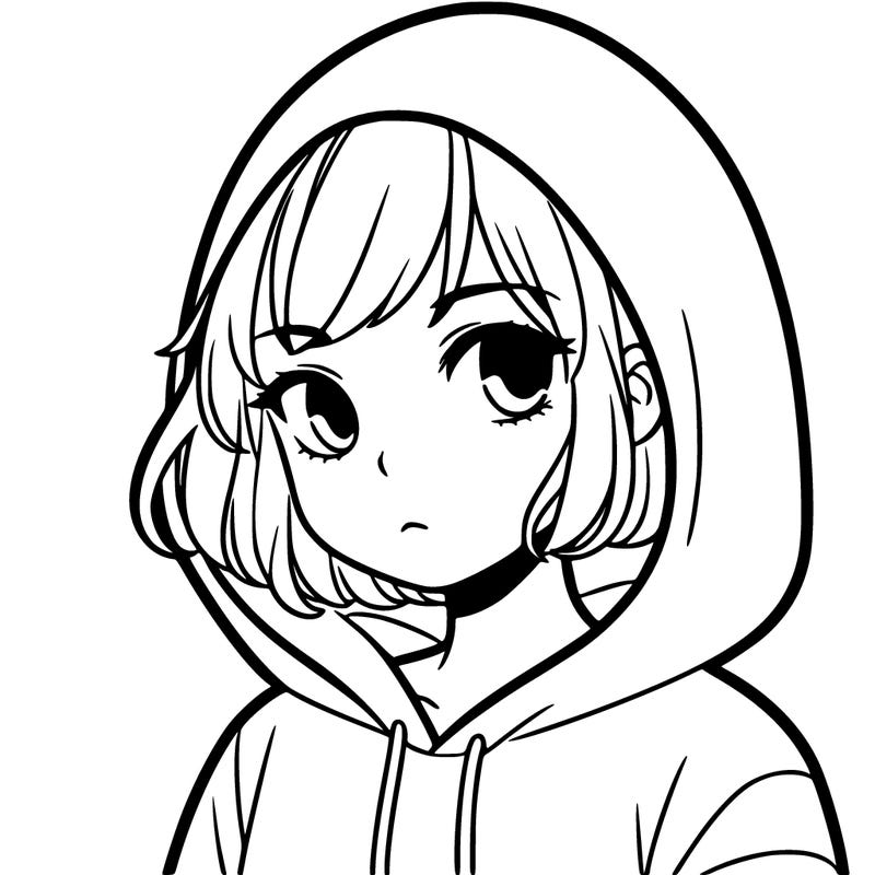 girl with short hair in hoodie