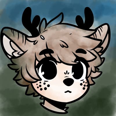 a humanoid deer with soft fluffy ears
