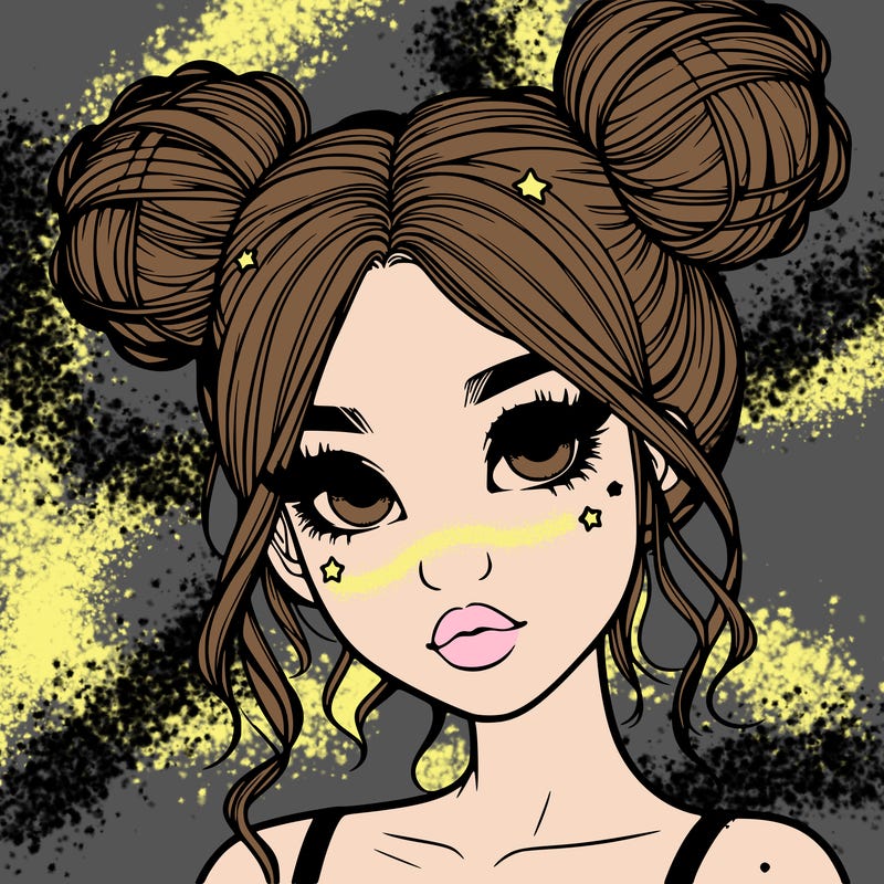 realistic girl with space buns