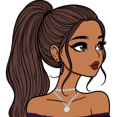 a beautiful and realistic girl with a high pony tail