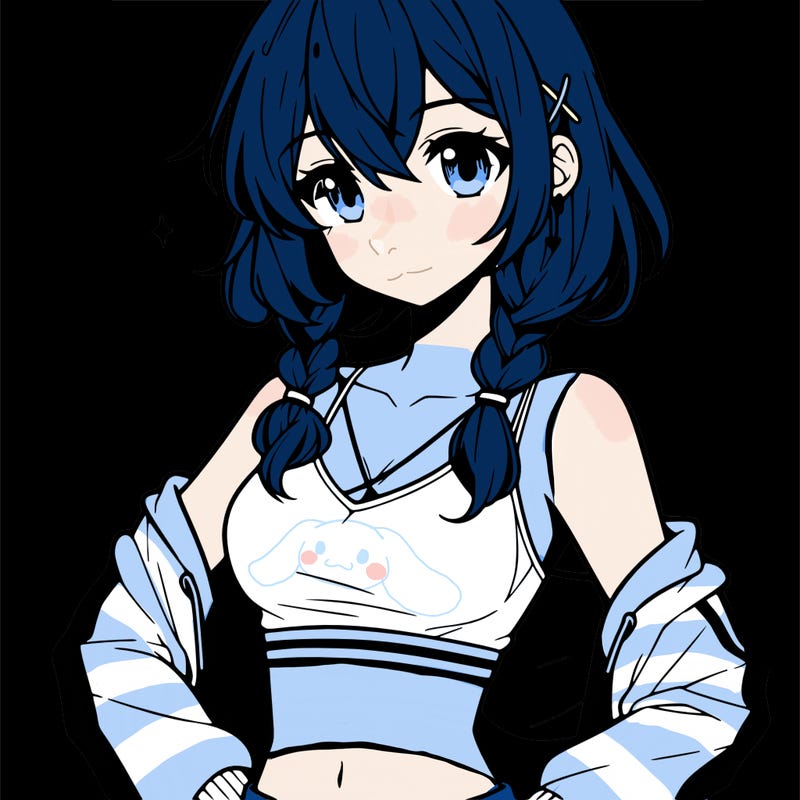 anime girl wearing crop top