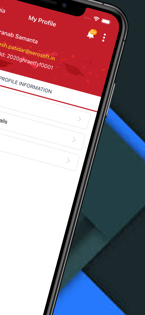 Academia Stasy教育アプリの「マイプロファイル」画面のスクリーンショット。学生のアカウント情報が表示されています。