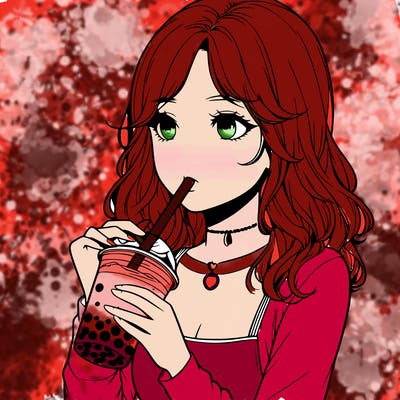 realistic girl drinking boba tea