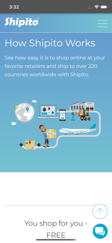 Un diagrama que explica cómo funciona Shipito para el reenvío de paquetes internacionales desde EE. UU. a ubicaciones de todo el mundo.