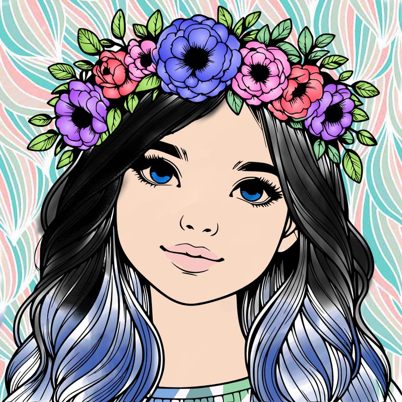 realistic girl with flower crown