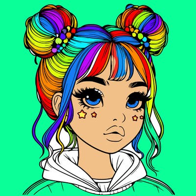 realistic girl with space buns