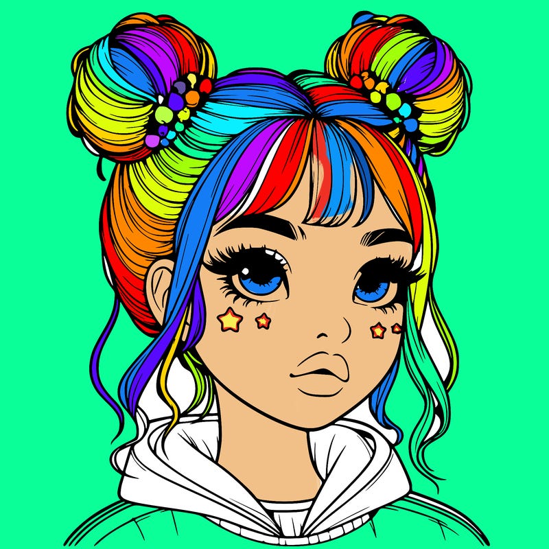 realistic girl with space buns