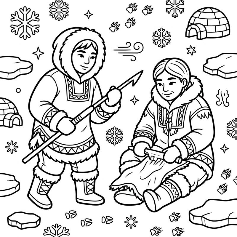 8 Inuit Portraits Coloring Pages - Free Printable Fun — Color Pop
