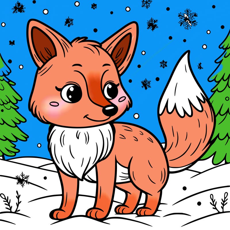 a fox in the snow