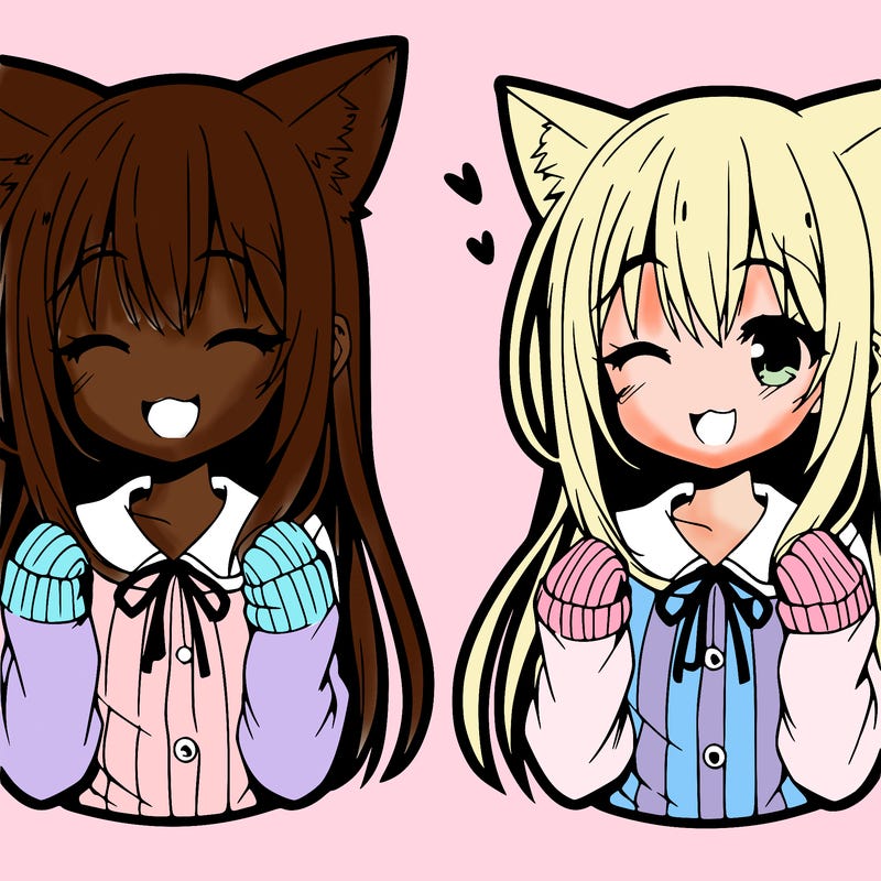 happy girl anime cat ears