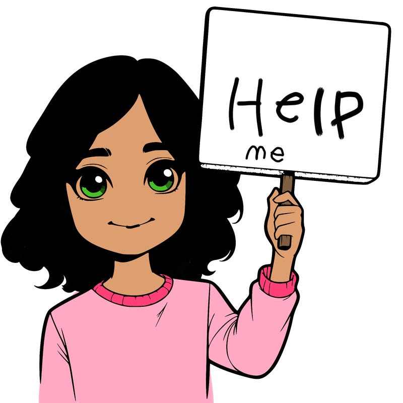 realistic girl holding up a sign