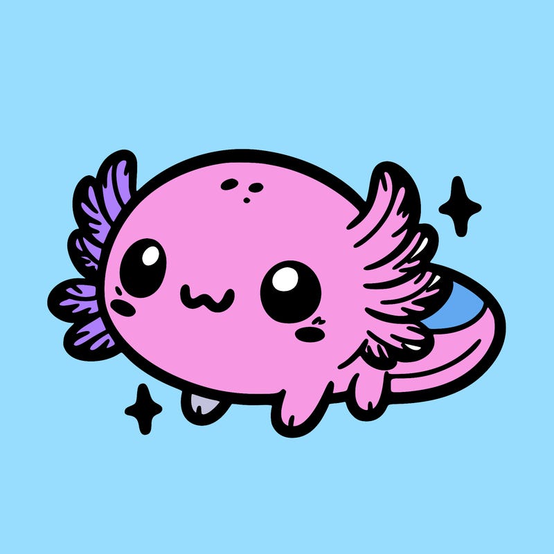 cute easy baby axolotl