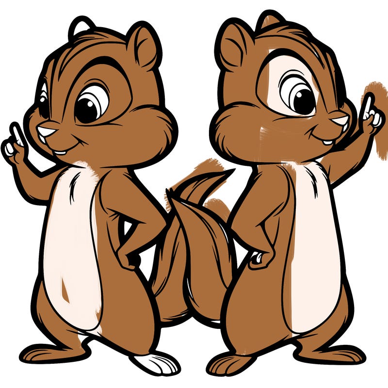 two tamias standing up split realistic