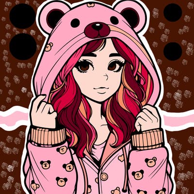 realistic girl in a animal pjs hoodie