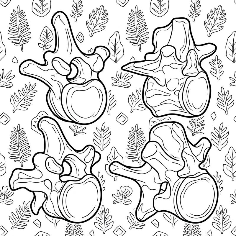 Dive into the fascinating world of dinosaurs with this unique Brachiosaurus vertebrae coloring page. Discover the intricate bone structures of this gentle giant, set against a backdrop of ancient flora.