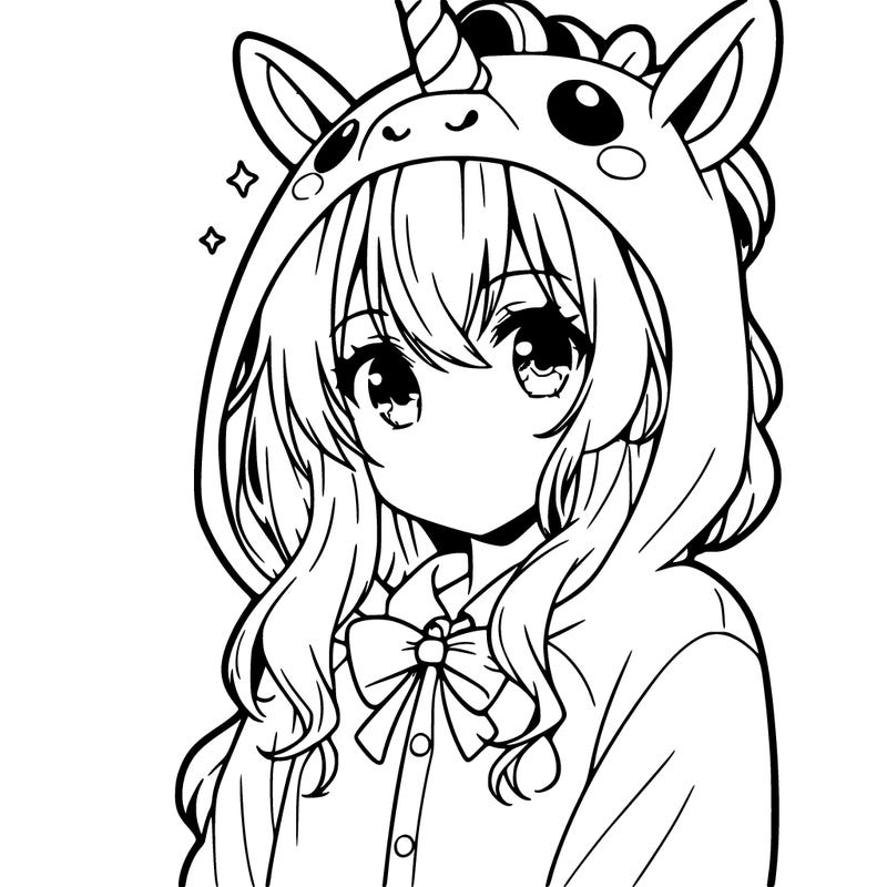 anime girl in unicorn onesie