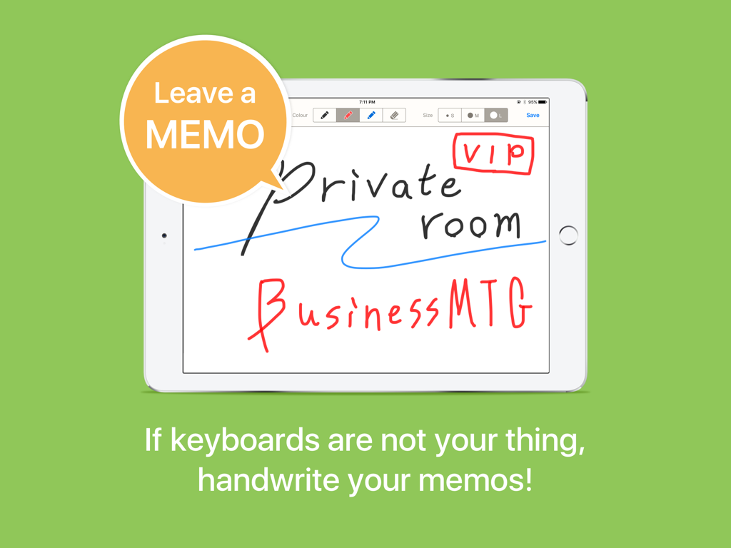 レストランスタッフがメモを取るためのToretaアプリの手書きメモ機能を表示するiPad画面