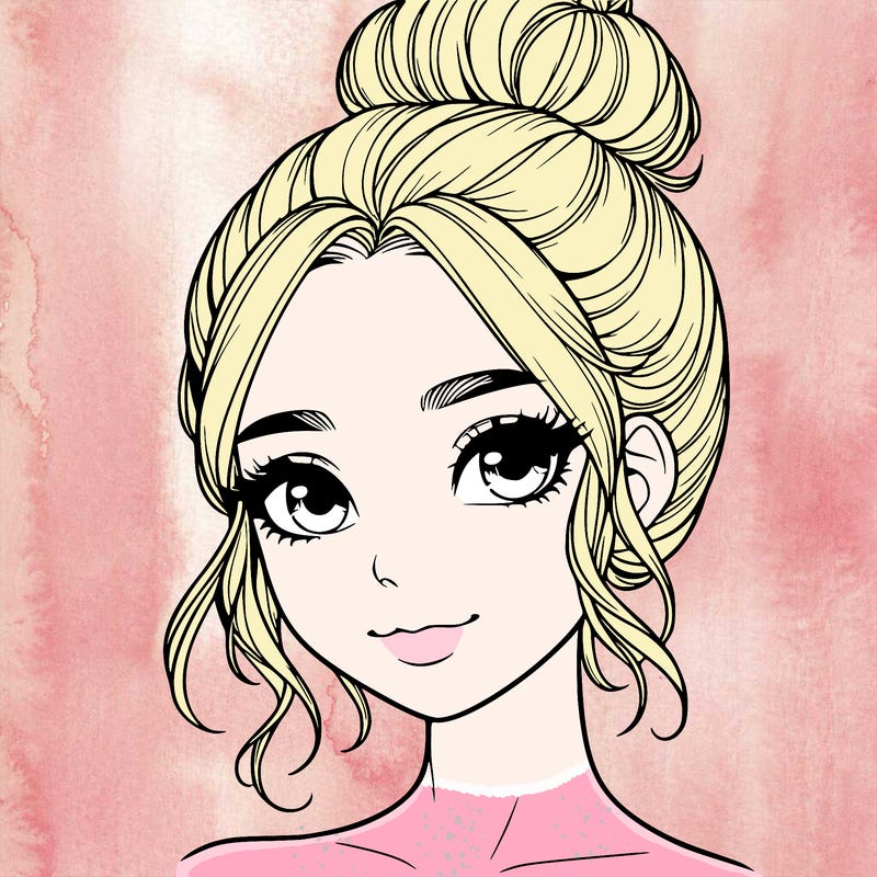 realistic pretty girl with hair in bun