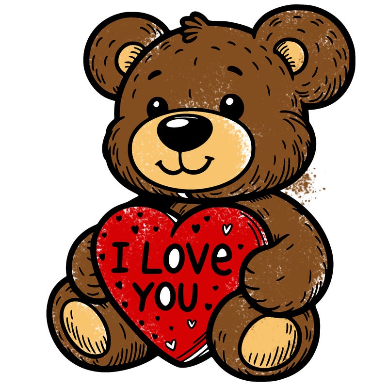teddy bear holding an i love you heart