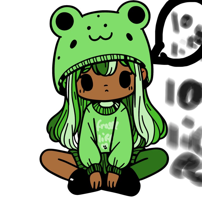 a girl wearing a frog hat and some frog socks