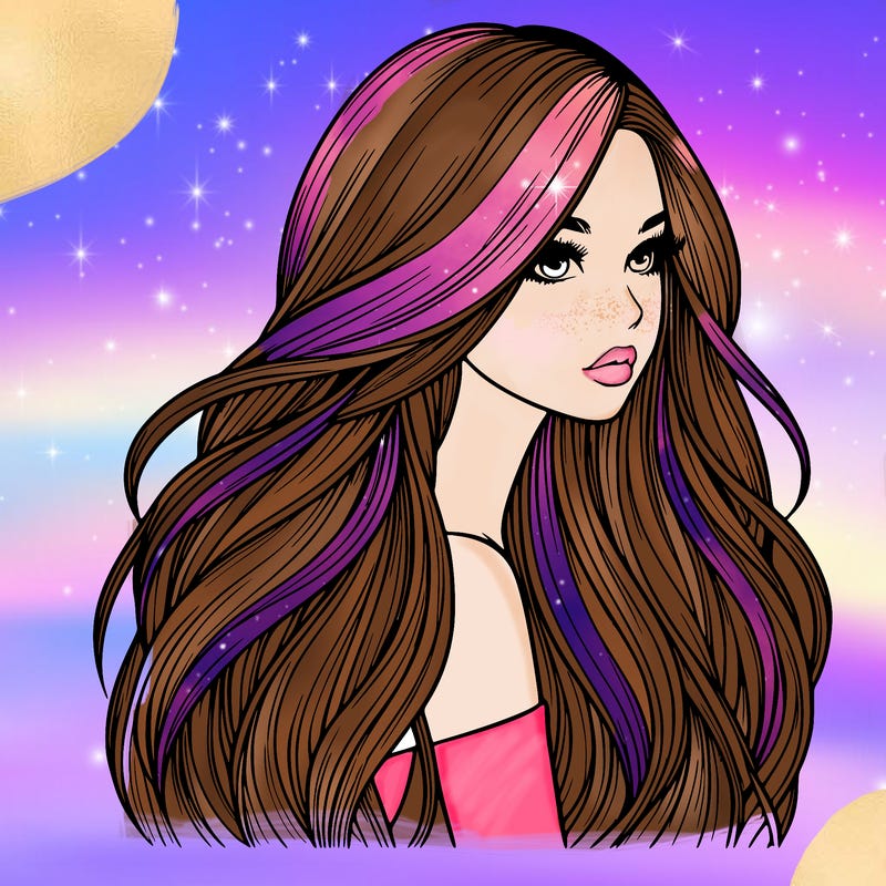 realistic girl with long realistic hair