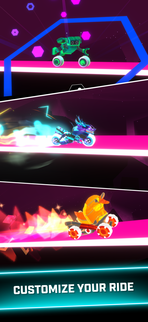 Rider Worlds - Neon Bike Races - ライダー・ワールドの様々なカスタマイズ可能なネオンバイクのスキンと乗り物