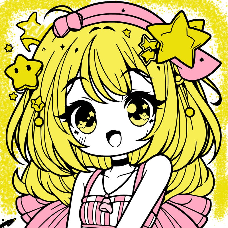 cute anime girl with star accessories