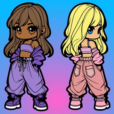 girl in crop top and baggy pants