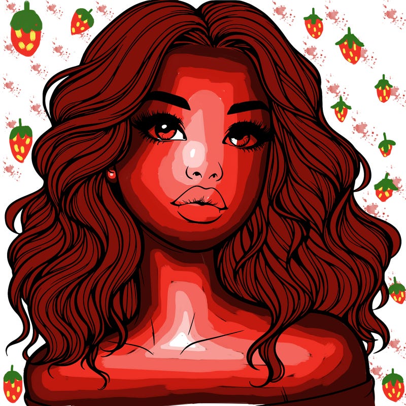 realistic girl with wavy hair and lips