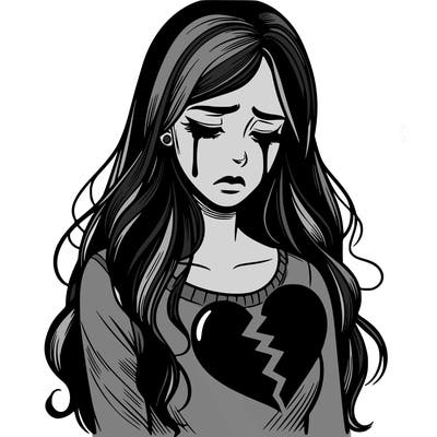 sad woman realistic with broken heart