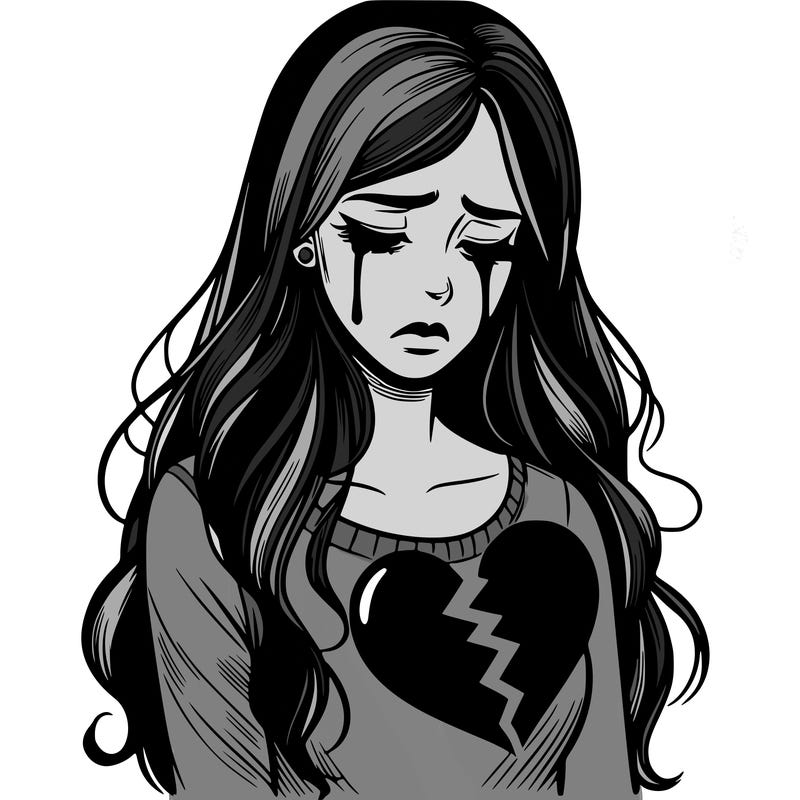 sad woman realistic with broken heart