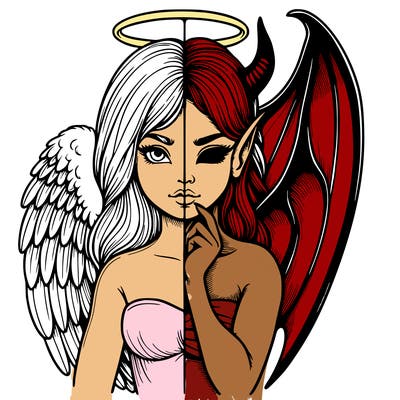 realistic angel half demon