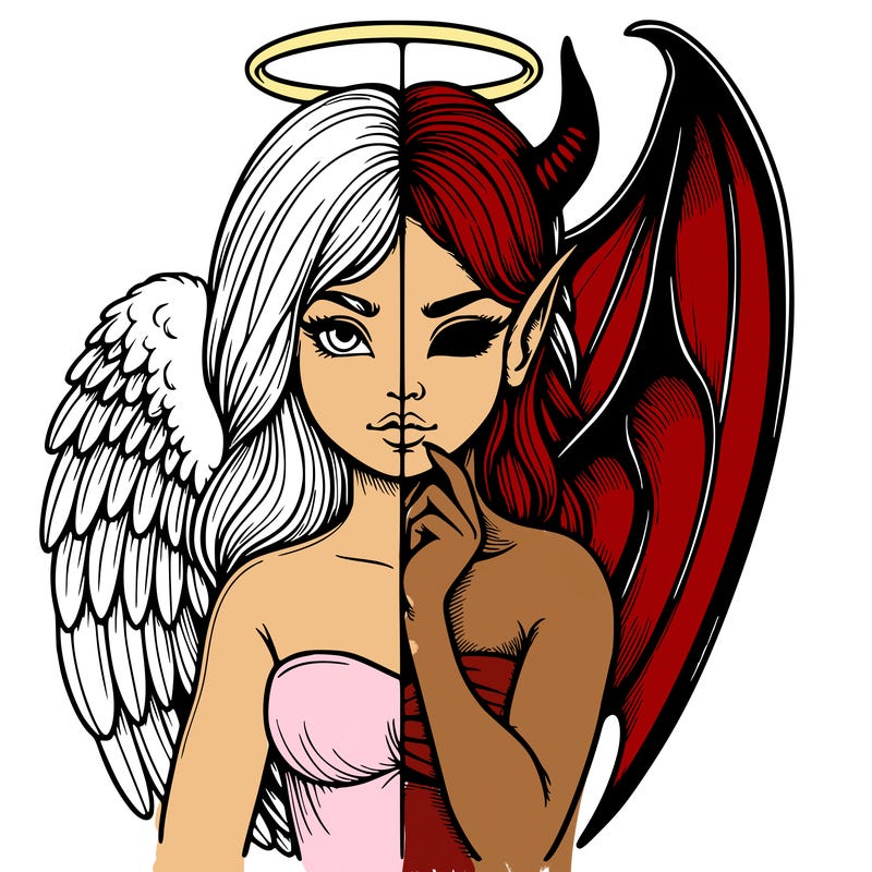 realistic angel half demon