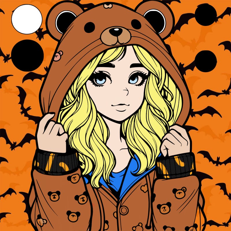 realistic girl in a animal pjs hoodie