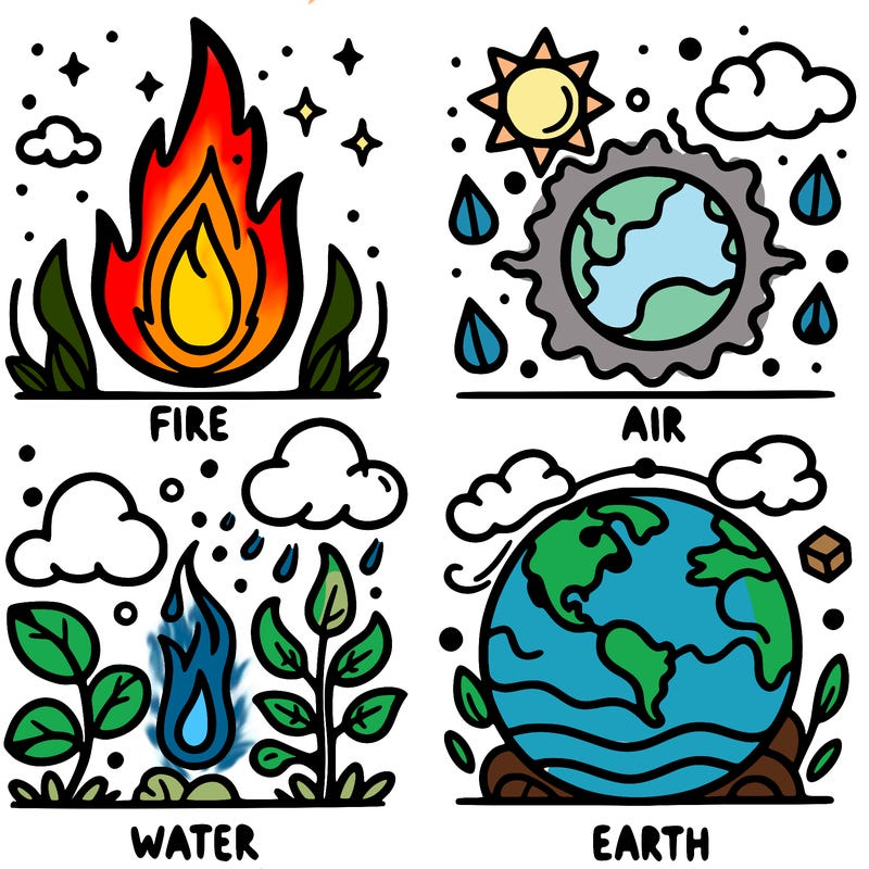 fire, air, water and earth