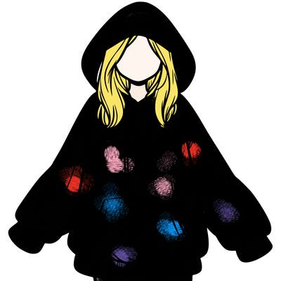 girl in oversized hoodie