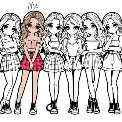 a group of girls realistic