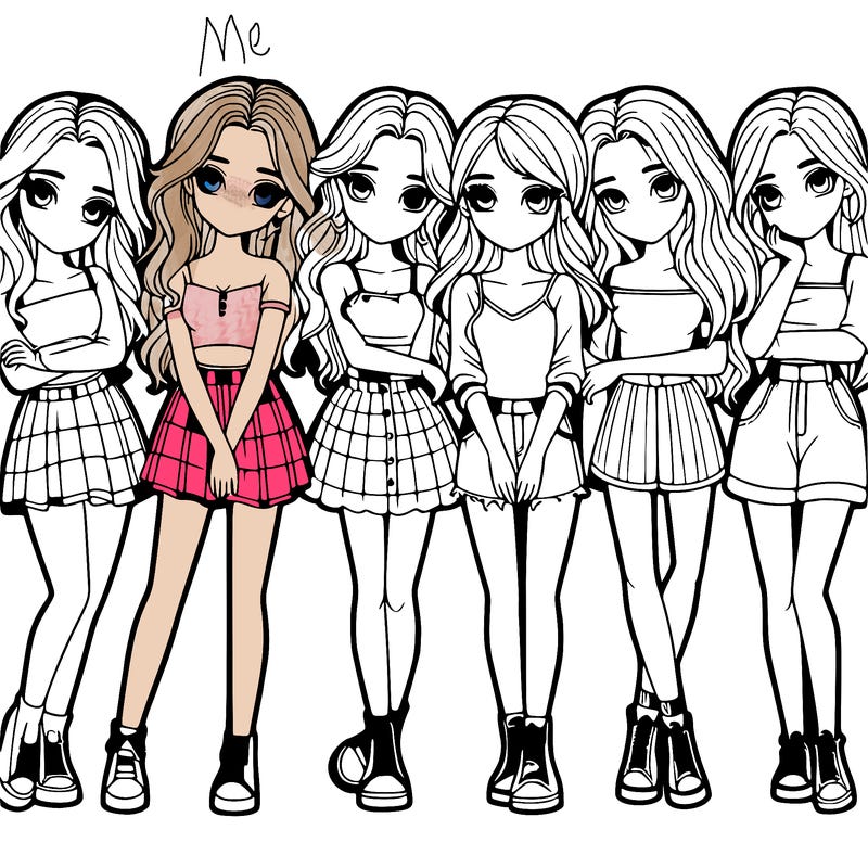 a group of girls realistic