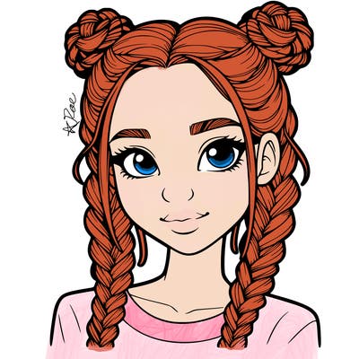 realistic girl with braids