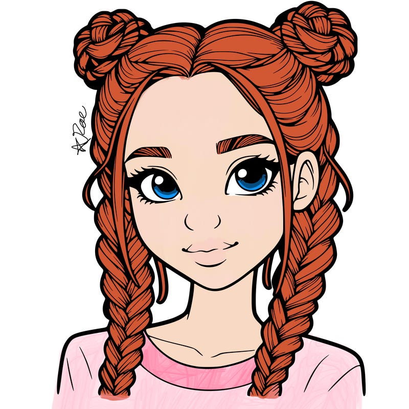 realistic girl with braids