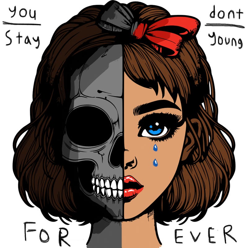 realistic girl with half skull mask