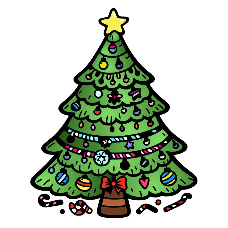 christmas tree with lots of details